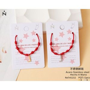 Stainless Steel Seven Star Knot <b>Anklet</b> Red Rope Charm <b>Bracelet</b> For Women Girl Fashion Jewelry Gift - Product Image 3