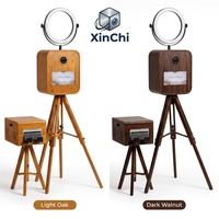 Kiosque photo professionnel DSLR en bois, design moderne, avec éclairage LED RGB, pour les réseaux sociaux, en libre-service - Vente flash