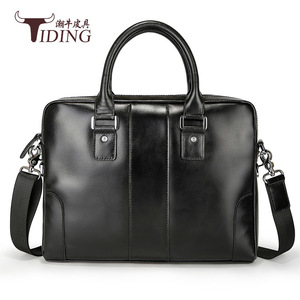 Tiding Men's Business <b>Briefcase</b> Genuine Leather Laptop Bag Black Brown Durable Crossbody Shoulder Bag for Business Travel - Product Image 3