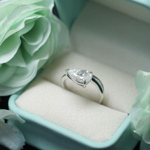 Bague pour femme en diamant/moissanite de laboratoire en forme de poire, certifiée IGI/GRA, 1 carat, 2 carats, 3 carats, argent 925, or 9k-18k - Product Image 2