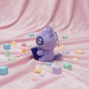 Portachiavi Personalizzato a Forma di Gatto Viola da 10 cm, Simpatico Mini Giocattolo di Peluche a Cartone Animato - Product Image 2