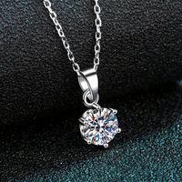 Collier en moissanite Wish Jewelry 0,5/1/2/3/5 carats, bijoux en argent sterling S925 plaqué or blanc, pendentif en diamant