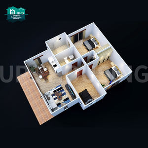 Casa Modular de <span class=keywords><strong>cuatro</strong></span> dormitorios bien terminada con instalaciones de cocina, techo inclinado, cochera, para apartamentos, Material de panel sándwich hecho - Product Image 5