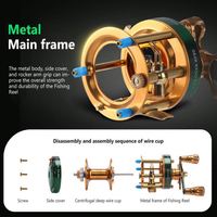 ORJD Moulinet de pêche Baitcasting pour saumon truite appât coulée CNC métal rétro vert jigging bateau à la traîne tambour moulinets de pêche