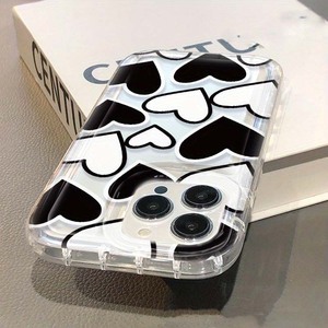Nero <span class=keywords><strong>bianco</strong></span> amore cuore stampa ammortizzatore Anti-caduta paraurti TPU custodia per telefono cellulare per <span class=keywords><strong>Iphone</strong></span> <span class=keywords><strong>Xs</strong></span> 11 12 13 14 15 16 17 - Product Image 4