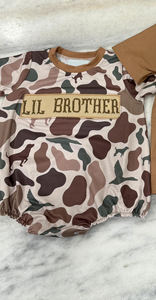 Combinaison bulle pour bébés filles avec broderie RTS et imprimé 'Lil Brother', 95% Coton Spandex, pour nouveau-nés et tout-petits, en tissu peigné, fermeture cachée, vente en gros - Product Image 3