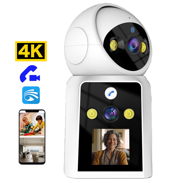 DIFANG 4MP Wifi Baby Monitor Camera with Screen Two Way Video Call Auto Tracking Color Night Vision Nanny Camera Baby Monitor