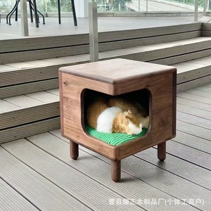 North American black walnut cat <b>bed</b>, solid wood, cat room, <b>house</b>, cat <b>bed</b> stool, bedside table (for both humans and cats) - Product Image 1