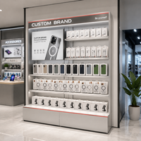 Étagère murale haut de gamme avec éclairage LED et étagères réglables pour la conception intérieure de magasins mobiles et l'aménagement de boutiques de détail