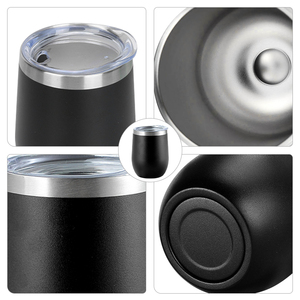Custom Logo 12oz Powder Coated Wine Tumbler Insulated with Lid Stemless Stainless Steel Wine <strong>Glasses</strong> <strong>Double</strong> <strong>Wall</strong> Vacuum Thermal - Product Image 4