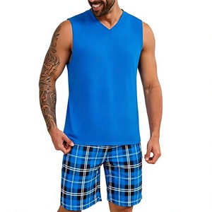 Men's Floral Sleeveless Tank Top Set Crew Neck Knitted Polyester/Cotton 200g Breathable Quick Dry Vintage High Street Summer - Product Image 1
