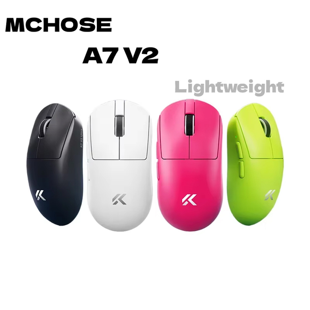 MCHOSE A7 V2 Pro Gaming Mouse PAW3950 TI Sensor Dual 8000Hz 20000fps 42000DPI 750IPS Imported Super Glide Glass Coating CSGO