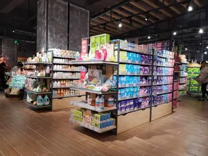 Nouveau design magasin luminaire métal étagère en <span class=keywords><strong>bois</strong></span> supermarché rayonnage mural - Product Image 6