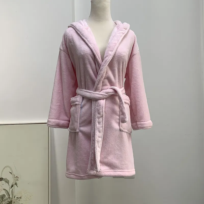 Peignoir et vêtements de nuit d'hiver en flanelle pour femme Taille XL Motif solide Polyester tricoté Tissé Impression unie Pyjamas pour femmes
