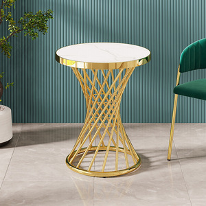 Tùy chỉnh hiện đại vàng thép không gỉ chân đá cẩm thạch đầu vòng tự chế bên bàn trà cà phê - Product Image 6