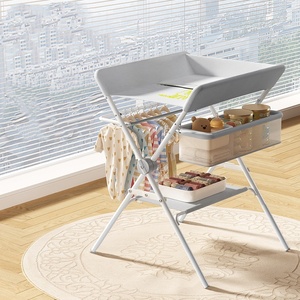 <span class=keywords><strong>Table</strong></span> à <span class=keywords><strong>langer</strong></span> pour bébé nouveau-né, pliable, avec cadre pour jouets, grand rangement, rembourrage réglable, imperméable, pour la chambre de bébé - Product Image 4