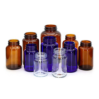 Hot Sale 60cc bis 500cc Unterschied liche Farbe Weithals tablette Glasflasche mit Aluminium kappe oder Kunststoff kappe