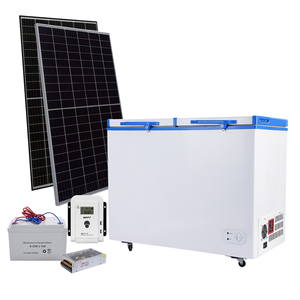 Congélateur coffre 268L à double porte 12/24V DC alimenté par panneau <span class=keywords><strong>solaire</strong></span> et <span class=keywords><strong>batterie</strong></span>, réfrigérateur portable pour usage domestique, commercial et hôtelier - Product Image 1