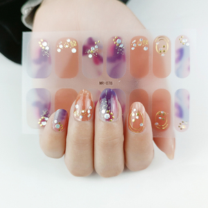 Dropshipping Colorful Design Koreavalentine's day nail art stickers holographic nail Semi Cured Gel Nail Sticker