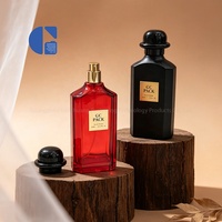 Botella de Perfume de Vidrio Cuadrada Biselada de Color Personalizada con Logotipo, 100 ml, Vacía, Recargable, con Pulverizador de Fragancia y Tapa de Cúpula Retro