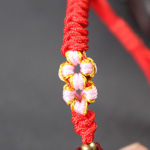 Cinnabar Lucky Bag <b>Bracelet</b> <b>Red</b> String Woven Flower Design Unisex Gift Jewelry Hangzhou Origin - Product Image 3