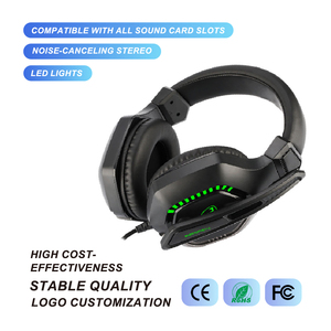 Casque d'écoute stéréo anti-bruit <span class=keywords><strong>LED</strong></span>, pour jeux, avec fil, et lumière, oreillettes avec micro - Product Image 1