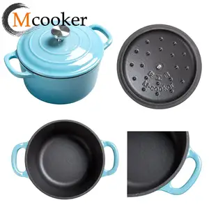 Panci Rebus Logam 28Cm Cocotte Besi Cor Belanda Oven Dish Sup Memasak Dapur Besi Cor Casserole dengan Steamer