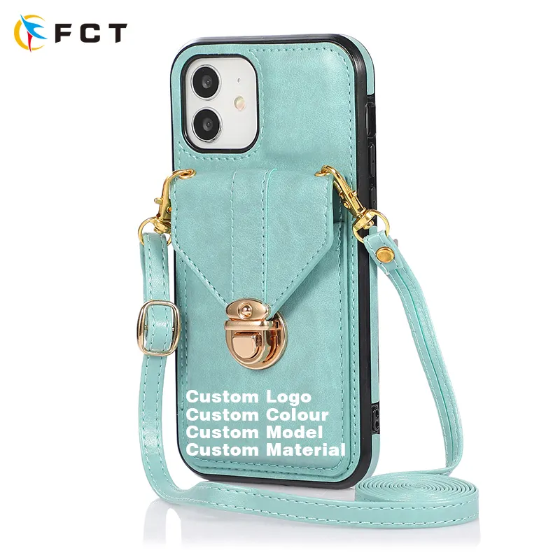 Women Crossbody PU Leather Cell Phone Wallet Bag Purse Mobile Phone Case Cover For Funda iPhone 13 14 Pro Max Case With Lanyard