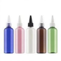 Botol Plastik PET Bulat dengan Nosel Runcing untuk Cat, Minyak Rambut, Seni Kuku, Kemasan Kosmetik