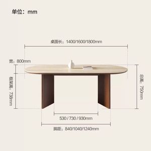 Moderna <span class=keywords><strong>noce</strong></span> <span class=keywords><strong>cucina</strong></span> travertino tavolo ovale in legno massello gamba tavolo da pranzo Set 8 <span class=keywords><strong>sedie</strong></span> per la cena di casa del ristorante - Product Image 2