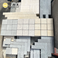 Carrelage en marbre naturel gris ciment, forme carrée, finition vieillie, pour pavés de sol extérieur
