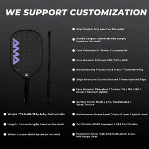 AMA Industry OEM Maßgefertigter T700 3K Carbonfaser MPP-Kern Randloser UV-Druck Schaumstoffgefüllter USAPA-Zertifizierter <span class=keywords><strong>Pickleball</strong></span>-Schläger - Product Image 6
