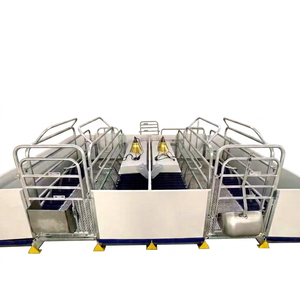 Cage de maternité/nourrissage intégrée 2,2*3,6m galvanisée à chaud 420-460KG avec acier en V + grille en plastique pour 2 truies de la gestation à la sevrage - Product Image 1