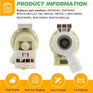 Bomba de Desagüe Eléctrica para Lavadora WH23X10030, 45L/Min, 120V, 85W, Pieza de Repuesto Duradera de Plástico para Electrodomésticos de Lavandería - Product Image 3
