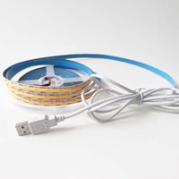 COB Strip lampu merekat sendiri 5V USB fleksibel, lampu Strip LED lanskap latar belakang TV 3000K 4000K 6000K sertifikasi CE ROHS