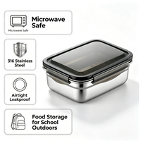 Boîte alimentaire hermétique en acier inoxydable 316, compatible micro-ondes, pour l'école, le camping, la préparation des repas et les salades