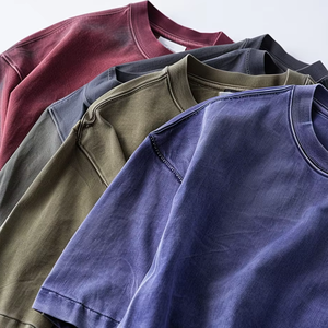 Camiseta Unisex de Algodón 100%, Estilo Jersey, Lavado Ácido, Talla Grande, Lisa, Personalizable, Marca OEM, Casual, Cuello Redondo para Hombre y Mujer - Product Image 1