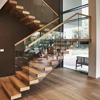 Di alta qualità a casa scala moderna di vetro railling gradini in legno galleggiante scale coperta