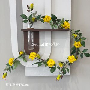 Roses artificielles jaunes grimpantes Secret Garden, fleurs en soie plastique, décorations de mariage en extérieur, décorations murales pour la maison - Product Image 2