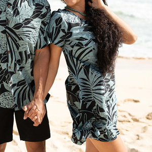 Robe courte décontractée à imprimé plage, col rond, taille cintrée, en coton de haute qualité, personnalisable OEM - Product Image 4