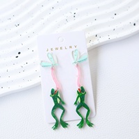 Pendientes Colgantes de Rana Adorables, Acrílicos, con Diseño de Cigüeña y Libélula, de Dibujos Animados, con Gancho, Joyería, Regalos para Mujeres y Niñas