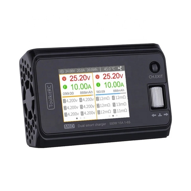 ToolkitRC M6D 500W MAX 30A Mini Smart Charger Discharger Dual Channel DC 1-6S Lipo Battery FPV Model RC Airplane Parts