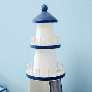 Mediterranean Style Lighthouse CD Rack 1.4m Solid <b>Pine</b> Storage Display <b>Cabinet</b> Living Room Decor - Product Image 2