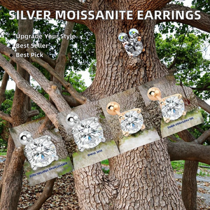 925 Sterling <b>Silver</b> 0.5-2 Carat 6 Claw <b>Stud</b> Earrings 2 Moissanite Fashion Casual High-End Design Ladies - Product Image 2