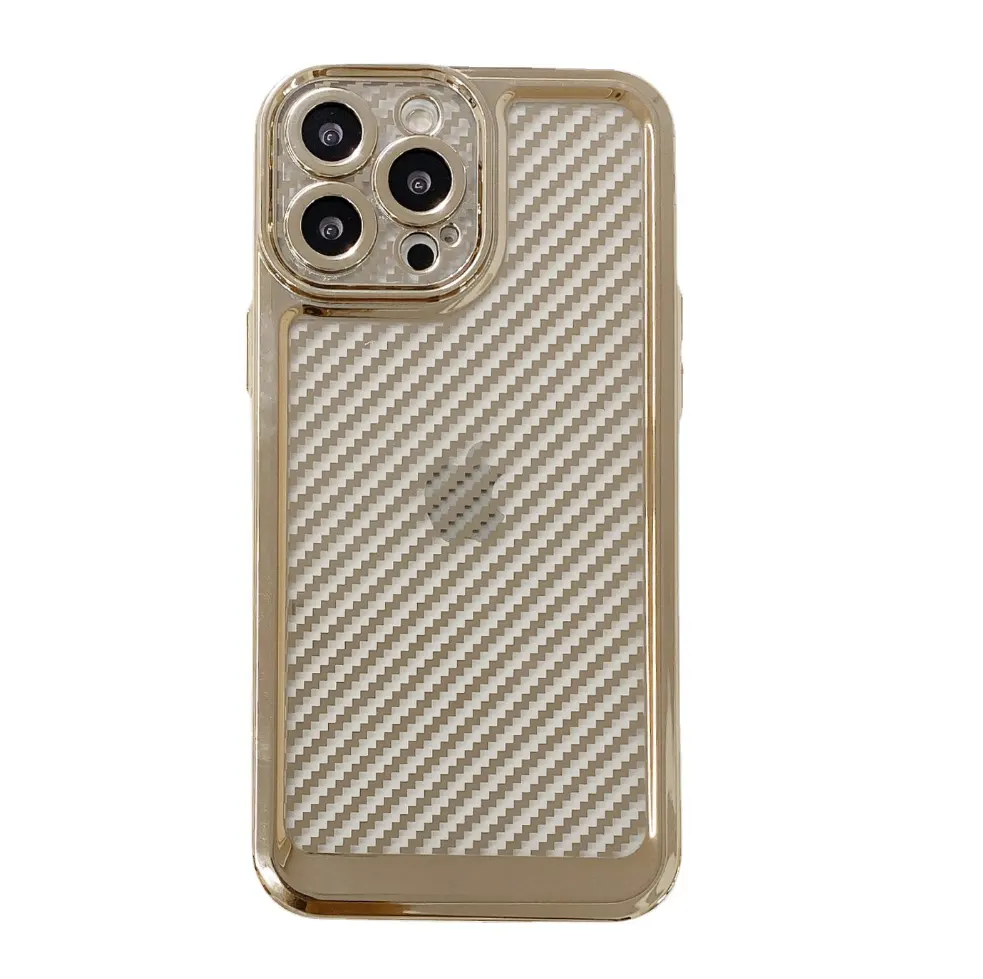 Factory Price Electroplated Lens Protection Back Cover Case With Carbon Fiber Design Phone Case For iPhone 11 12 13 Pro Max