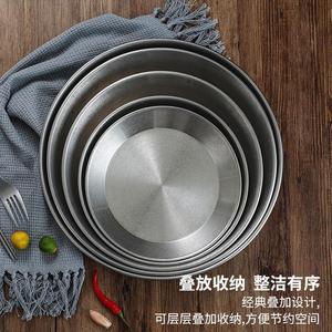 Vintage Distressed Stainless Steel Baking Pan Round Plate For Cake Pizza Fries Snack Seafood Vegetable Flat Tray Microwave Safe - Product Image 2