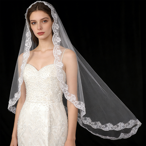 刺繍フラワースタイルのウェディングヴェイルフランスレース生地 - Product Image 6