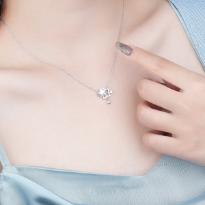 S925 เงินสเตอร์ลิง จี้คริสตัลรูปดาวกลวงไล่เฉดสีสร้อยคอเครื่องประดับวิจิตรระยิบระยับชวนฝันสำหรับผู้หญิงสวมใส่ทุกวันของขวัญ - Product Image 4