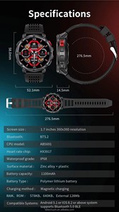 Reloj Inteligente Deportivo para Exteriores 2026T HT33, Pantalla IPS de 1.7 Pulgadas, IP68, Monitor de Frecuencia Cardíaca, Monitor de Salud, Batería de Larga Duración, Brújula, Linterna - Product Image 6
