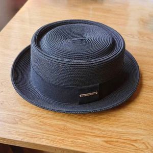 Summer Beach Fashion Trendy Paper Straw Pork Pie Boater <b>Hat</b> Outdoor British Sunshade Straw <b>Hat</b> Sunshade Breathable Sun <b>Hat</b> - Product Image 3